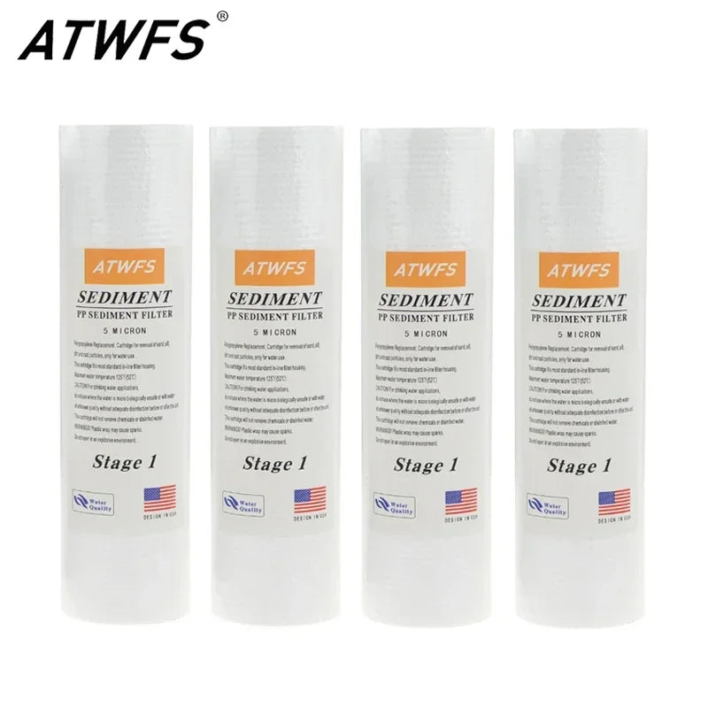 Water Purifier Filter 5 Micron 4 x 10" ppf Filter Sediment Water Filter Cartridge (4 pcs) Aquarium pre-filters