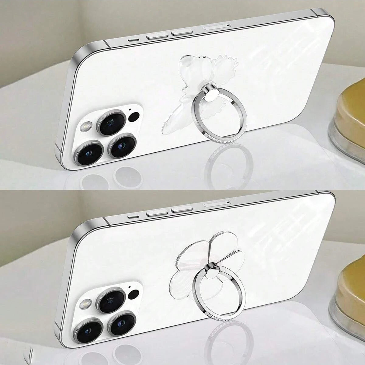 Crystal Diamond Transparent Phone Ring Holder 360° Rotatable Universal Finger Grip Stand Compatible with All Phones & Cases 1PC