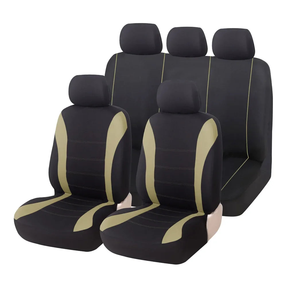 5-seat Full-coverage Car Seat Covers, Breathable Fabric, Wear-resistant, Fits Most Car Models, All-season Use Seat Accessories