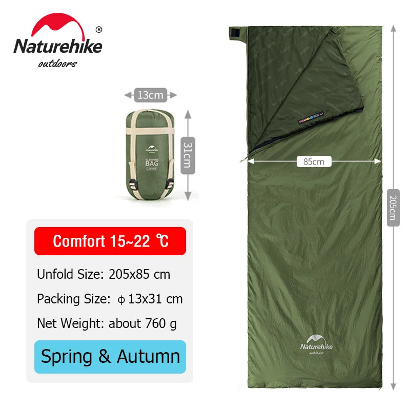 NaturehikeLW180 Sleeping Bag Ultralight Portable Sleeping Bag Spring Summer Sleeping Bag Outdoor Hiking Camping Travel Equipment