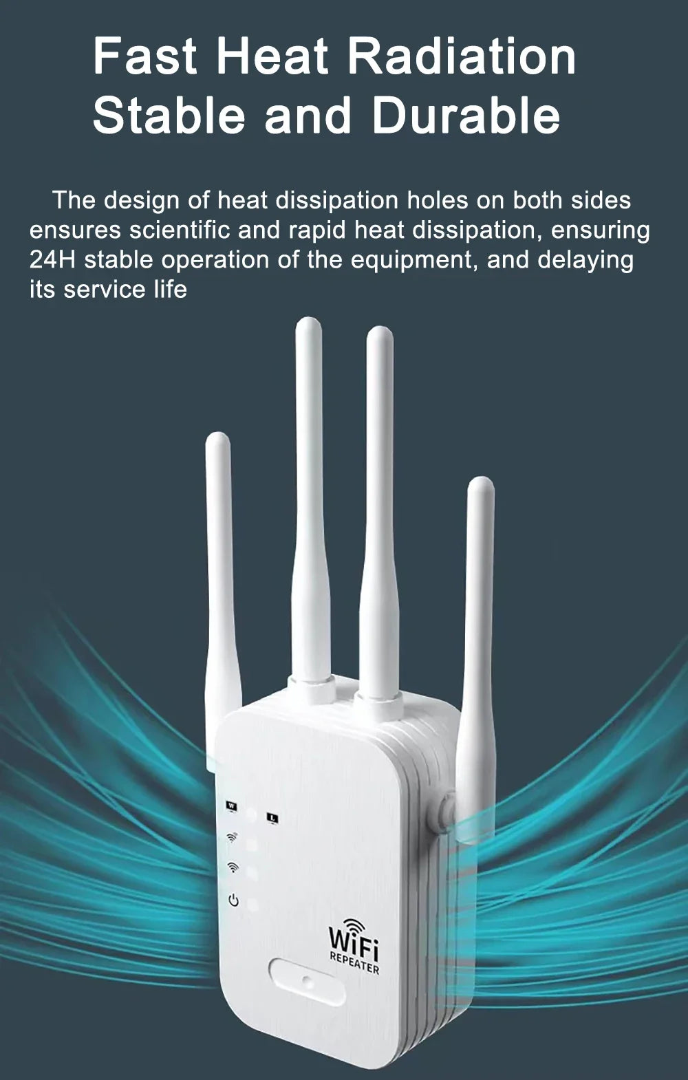 Répéteur WiFi 1200 Mbps, amplificateur de réseau sans fil 5 GHz/2,4 GHz double bande, routeur WiFi longue portée pour la maison