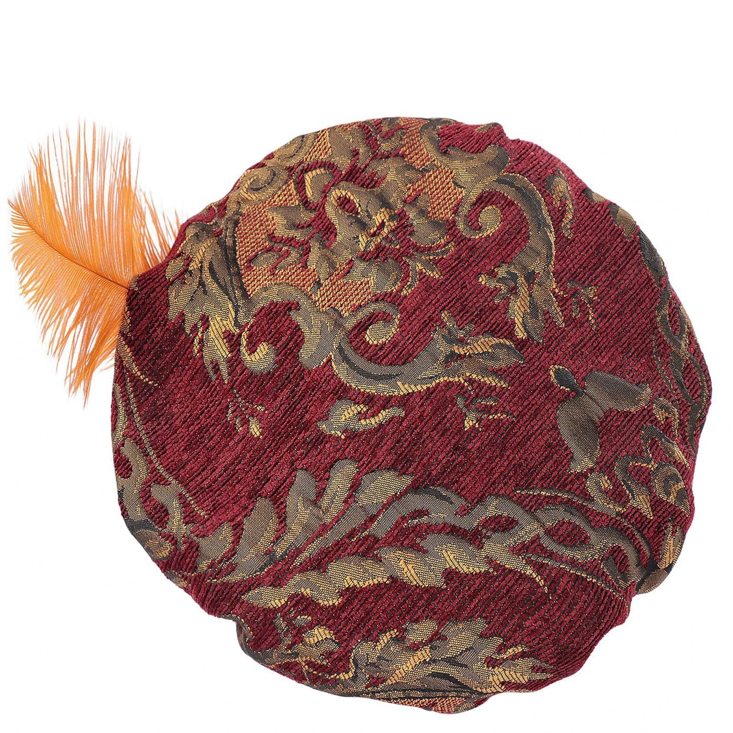 Medieval men's and women's hats with feathers, muffin top hats, Renaissance-era flat hats and clothing headdresses