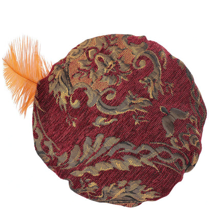 Medieval men's and women's hats with feathers, muffin top hats, Renaissance-era flat hats and clothing headdresses