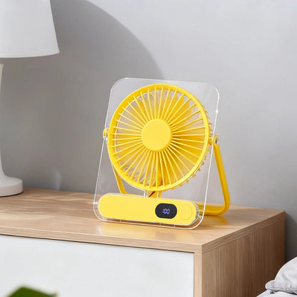 Lenovo Foldable Table Fan for Home Rooms Compact Mini Portable Digital Display 199-Speed Stepless Adjustment USB-Rechargeable