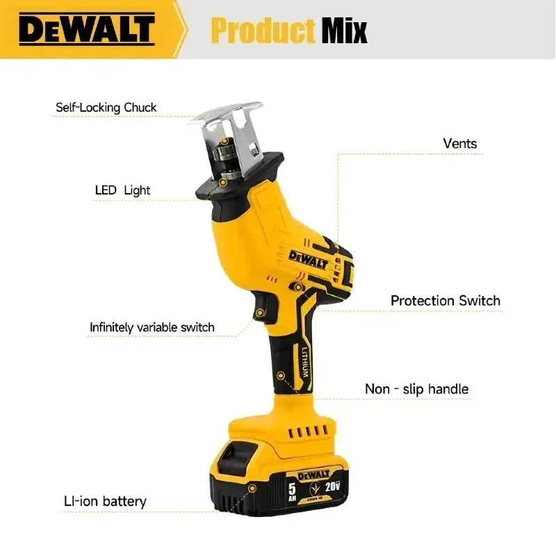 Dewalt 2800RPM Brushless Electric Reciprocating Saw, Multifunctional Metal Wood Pipe Cutting Saw Power ToolFor Dewalt battery.