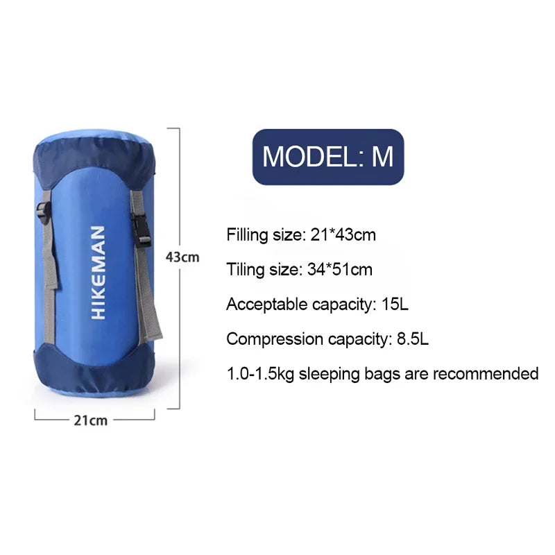 S/M/L/XL Size Waterproof Compression Sleeping Bag Storage Bag Stuff Sack Portable Ultralight Outdoor Hiking Camping Storage Bag