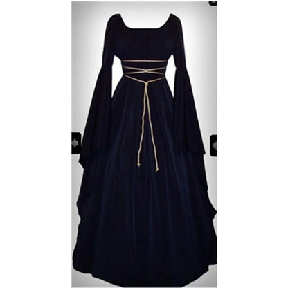 Women Fashion Vintage Style Women Medieval Gothic Dress Floor Length Women Cosplay Dress Retro Long Gown Dress