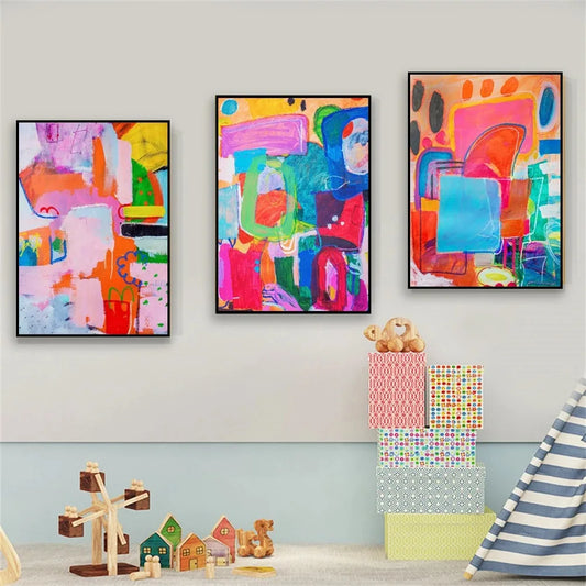 Abstract Mid Century Wall Art Print Poster Modern Colorful Large Gallery Wall Art Decor Nordic Canvas Painting Home Room Decor