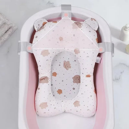 Baby Shower Bath Tub Pad Non-Slip Newborn Bathtub Mat Safety Nursing Foldable Support Comfort Body Cushion Mat Pillow Cartoon
