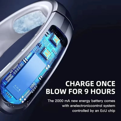 Lenovo 20000mAh USB Hanging Neck Fan New Portable Bladeless Mini Rechargeable Mute LED Digital Display Electric Fans Air Cooler