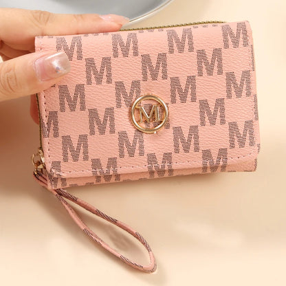 2025 Women's Wallet Short Style Trendy New Three-Fold Fashion Simple Alphabet Portable Multi-Card Holder P