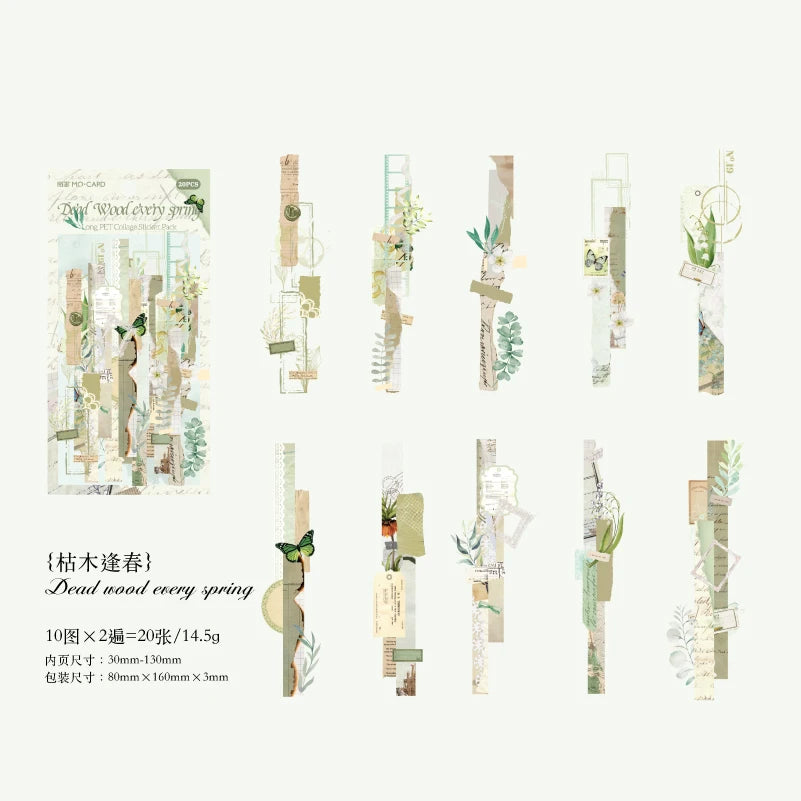 6 styles 20 pcs Paper lab series PET Material  Decorative Diy Diary Album Scrapbooking Material Junk Journal Supplies