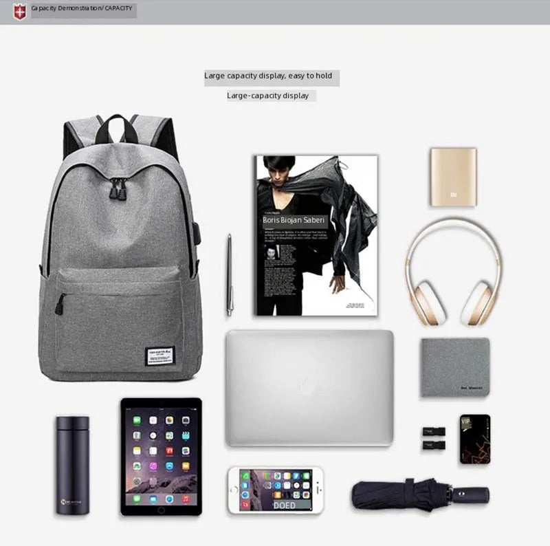 Trendy men and women Minimalist Backpack Versatile Backpack Large Capacity Student Backpack Computer Travel Bag Washable