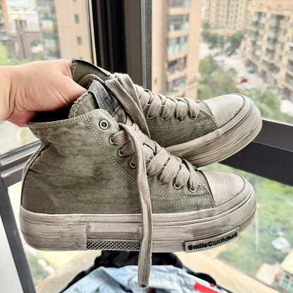 Casual canvas men's shoes Trendy and versatile designer styles Fashion Party Personalized shoes for young people Thick soled