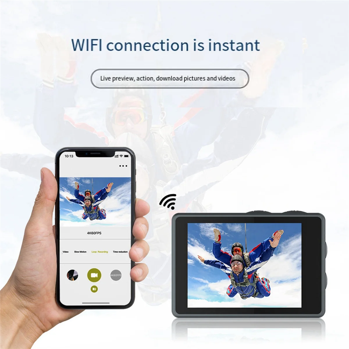 XFDZ WiFi Anti-Shake Action Camera 5K 30FPS Dual Screen 170° Wide Angle 30M Waterproof Sport Camera with Remote Control