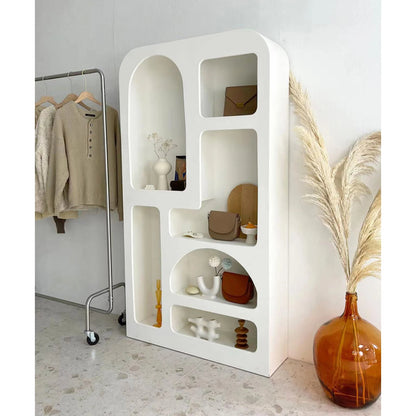 Innova Contemporary European Nordic White Home Decor Bookshelf Living Room Cabinet Furniture Storage Bookcase For Organize