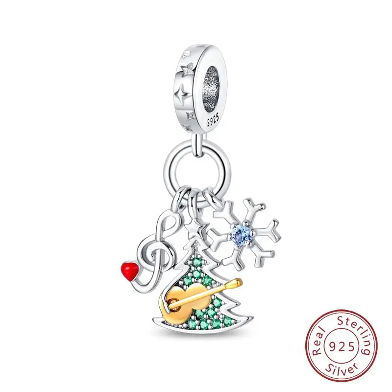 Original 925 Sterling Silver Charms Beads Winter Snowflake Snowman Igloo Penguin Pendant Fit Bracelet Women Jewelry Gift