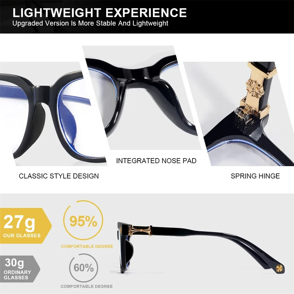 Classic 1Pcs Square Anti Blue Light Glasses For Men And Women Black & Transparent Frame Unisex Computer Wearing Women Glasses