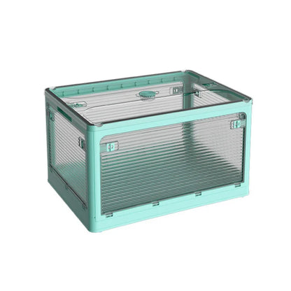 Foldable Book Storage Box, Large Capacity Transparent Plastic Storage Bin with Pull Ring Design, Easy to Open Lid, Space-Saving