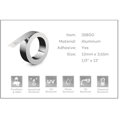 1Roll 12mm 32500 35800 31000 Compatible Dymo Tape Stainless Steel/Aluminum 3D Embossing tape for DYMO Rhino M1011 Metal Embosser