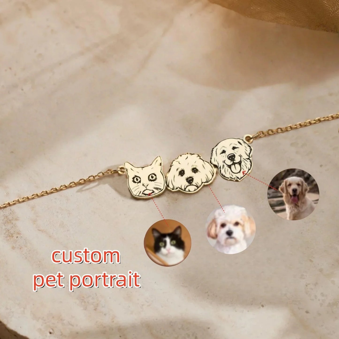 Custom Pet Portrait Necklace Pet Memorial Jewelry Pet Name Necklace Engraved Necklace Dog & Cat Necklace Women Necklace