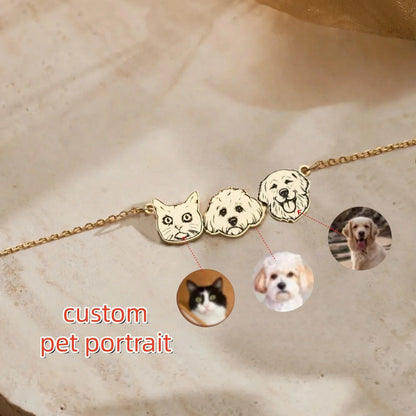 Custom Pet Portrait Necklace Pet Memorial Jewelry Pet Name Necklace Engraved Necklace Dog & Cat Necklace Women Necklace