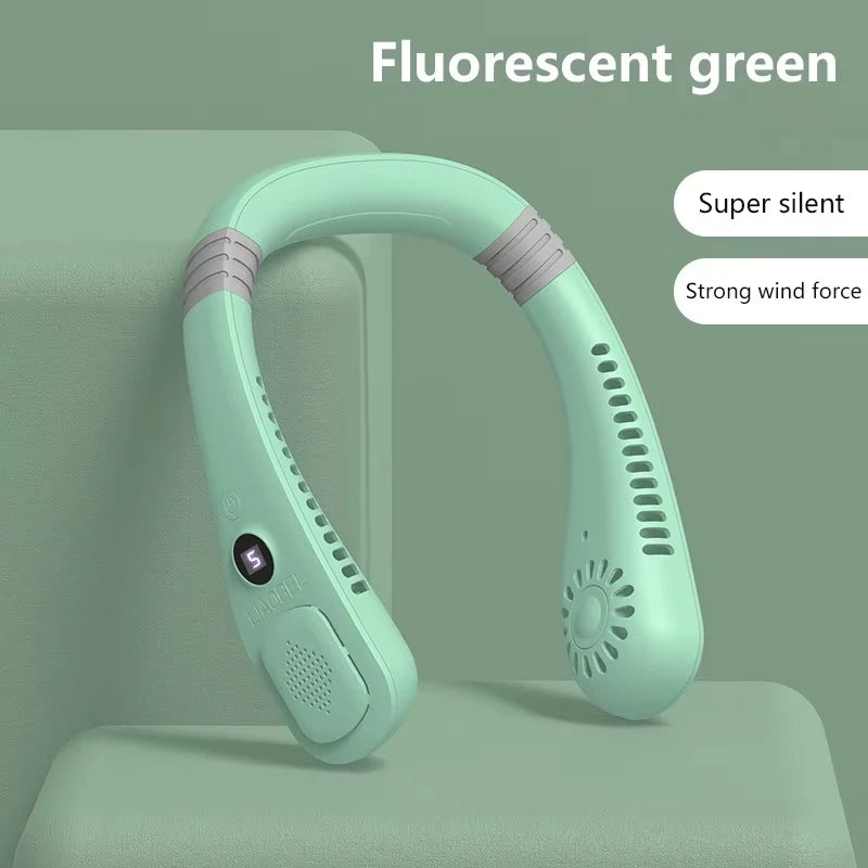 Lenovo 2027 New  Mini Ultra Long Life Neck Bladeless Fan Portable Lazy Silent Fan Usb Charging Student Sports Office