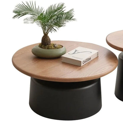 Wooden Round Coffee Table  Minimalist Bedside Stand  Creamy Nordic Living Room and Balcony Side Table for Small Spaces