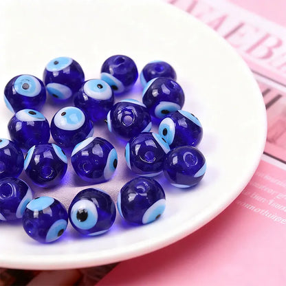 10/20/30pcs 10x10mm round beads loose evil eye spacing glass beads used for jewelry making crafts DIY bracelet accessories bulk