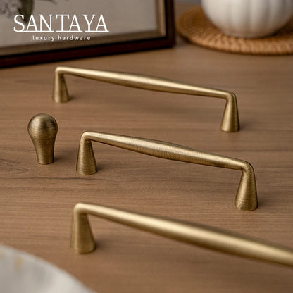 Santaya Solid Antique Brass Handle Kitchen Cabinet Pull Wardrobe Drawer Knob Furniture Hardware Long