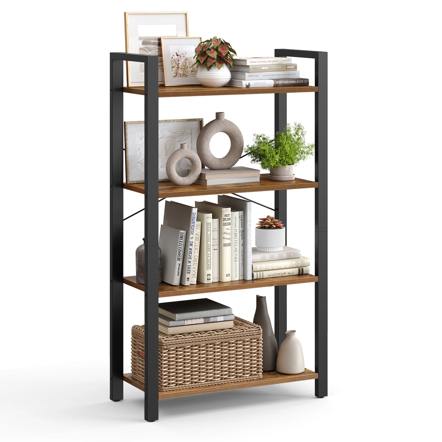 VASAGLE bookcase, stand rack, 120/153/186 cm, with 4/5/6 levels