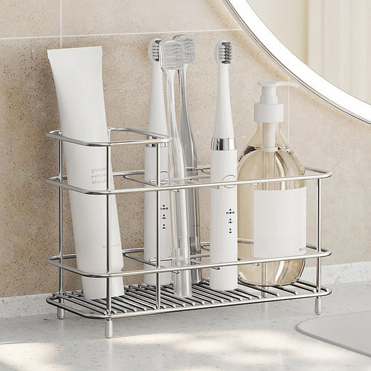 Toothbrush Holder For Bathroom - Stainless Steel Toothpaste Holder Stand, For Electric Toothbrush Stand Organizer Accessories
