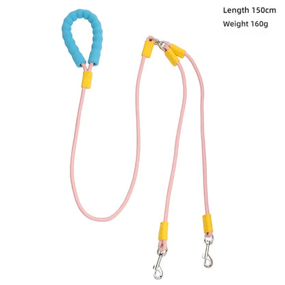 Dog traction, one tow, two explosion-proof dual head dog walking rope, contrasting color cloud foam handle, P rope, pet supplies