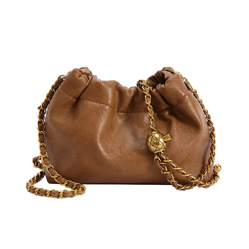 Women's chain shoulder bag PU leather crossbody bag handbag all casual pleated vagabonds bag women's fashion purse