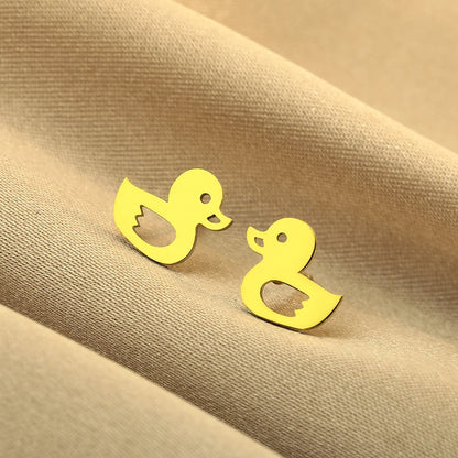 Kinitial Laser Carved Fashion Stainless Steel Earrings Duck Earrings Minimalist  Dainty Earrings Study Earrings Anniversary