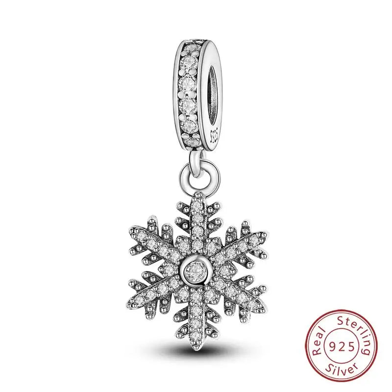 Original 925 Sterling Silver Charms Beads Winter Snowflake Snowman Igloo Penguin Pendant Fit Bracelet Women Jewelry Gift