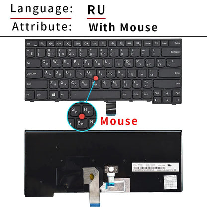 100%New US/Russian for Lenovo Thinkpad T440 T440S T431S T440P T450 T450S T460 E431 E440 L440 L450 L460 L470 Laptop Keyboard