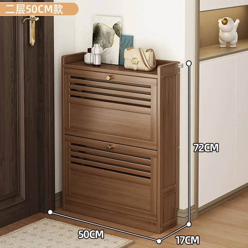 Wooden Shoe Racks Storage Organizer Entrance Shoes Closet Cabinet Space Saving Ultra-thin Shoe Rack Vertical Closed Shoe Cabinet