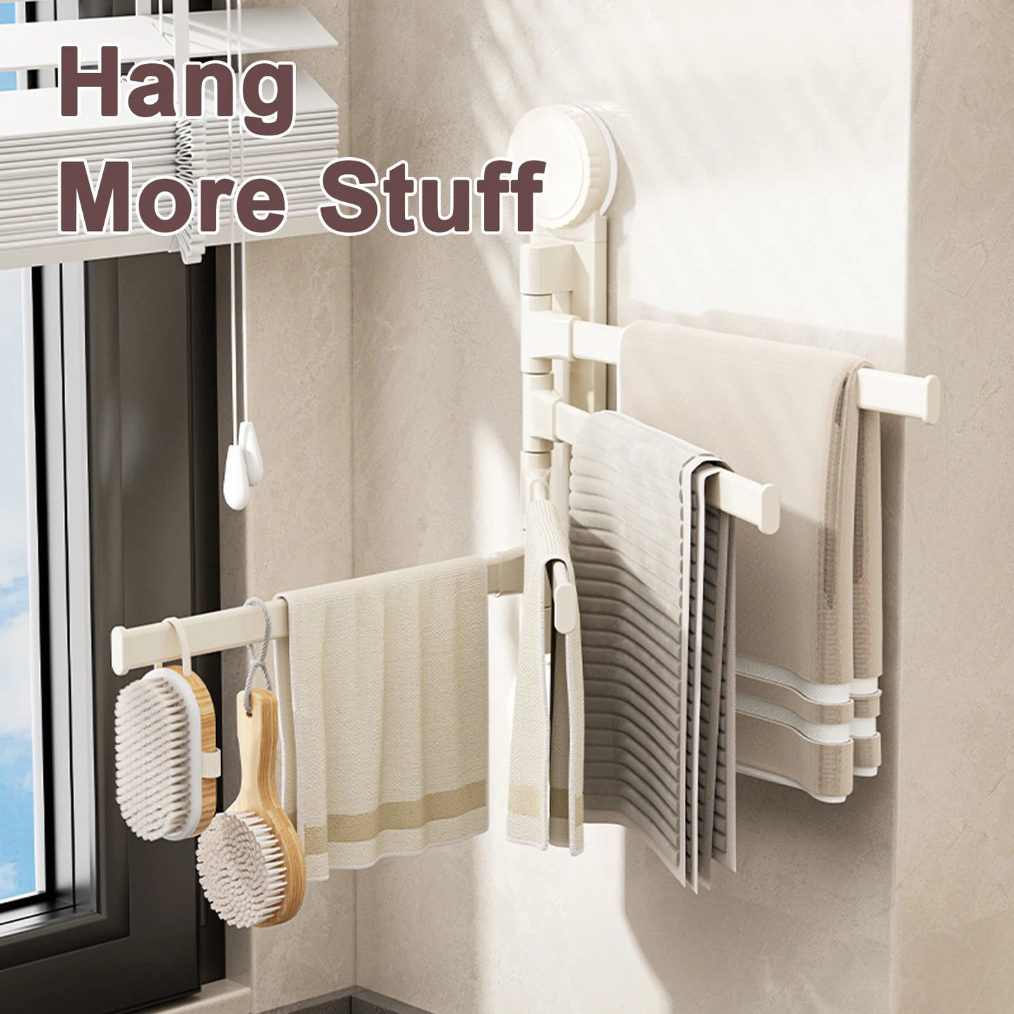 Towel Rack Rotatable Towel Holder Aluminum 2/3/4/5-Bar Towel Hanger Kitchen Bathroom Hanging Wall Mounted Suction Cup