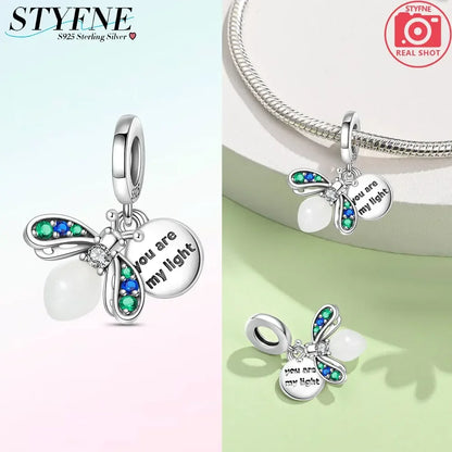 925 Sterling Silver Chameleon Luminous Firefly Butterfly Charms Beads Fit 925 Original Bracelets Fine DIY Jewelry Making