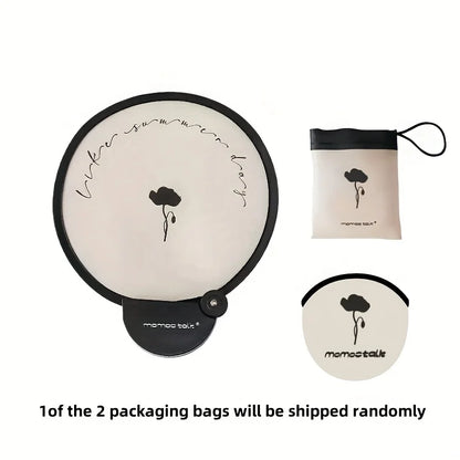 Portable Handheld Folding Fan with Storage Pouch - Compact Manual Cooling Fan Suitable for Summer, Travel, Beach & Parties
