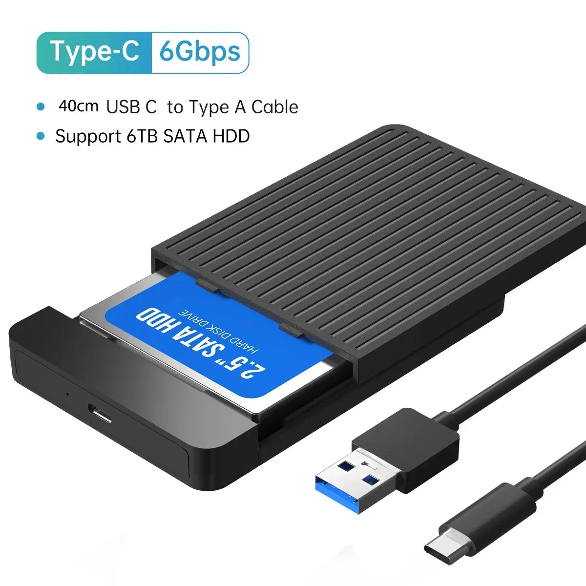 2.5 HDD/SSD Case SATA to USB 3.1/3.0 Adapter Case 6gbps HD External Hard Drive Enclosure Box for Disk HDD Type USB-C Enclosure