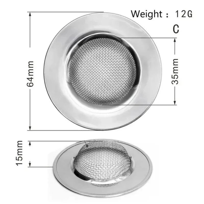 64mm Bathtub Hair Catcher Stopper Stainless Steel Shower Drain Hole Filter Trap Kitchen Metal Sink Strainer Floor Drain