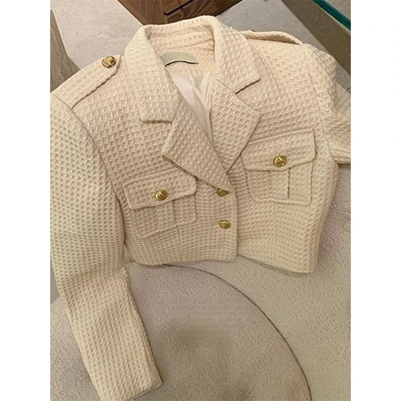 MEXZT Cropped Jackets Women Elegant Basic Blazer Coats Office Lady Korean Autumn Long Sleeve Slim Simple All Match Outwear New