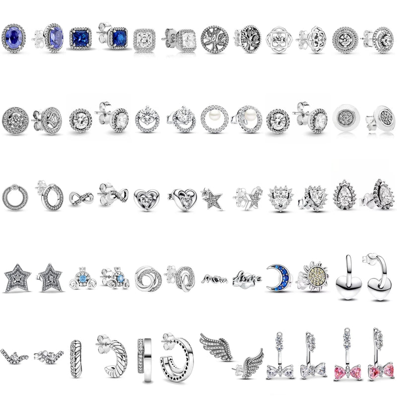 White series New Women's earrings Blue Square Sparkle Halo Stud For Women Tiki Jewelry Party Hoops Gift Things From 1