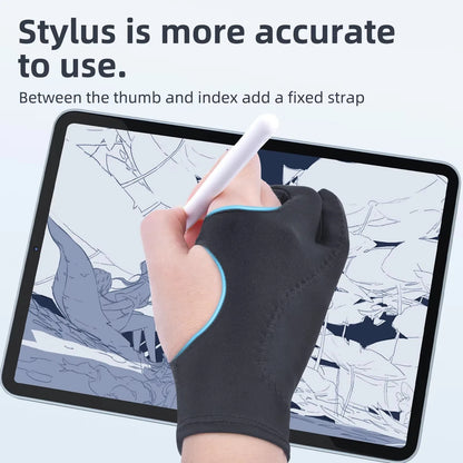 1PC Artist Drawing Glove for Any Graphics Drawing Table 2 Finger Anti-Fouling Both for Right and Left Hand Black Drawing Gloves