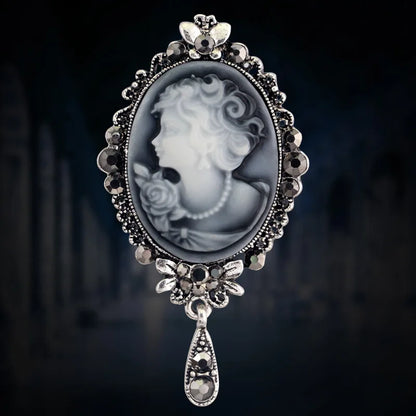 SHMIK Vintage Palace Style Relief Beauty Pendant Crystal Badges Brooch For Women Elegant Retro Middle Design Pin Jewelry