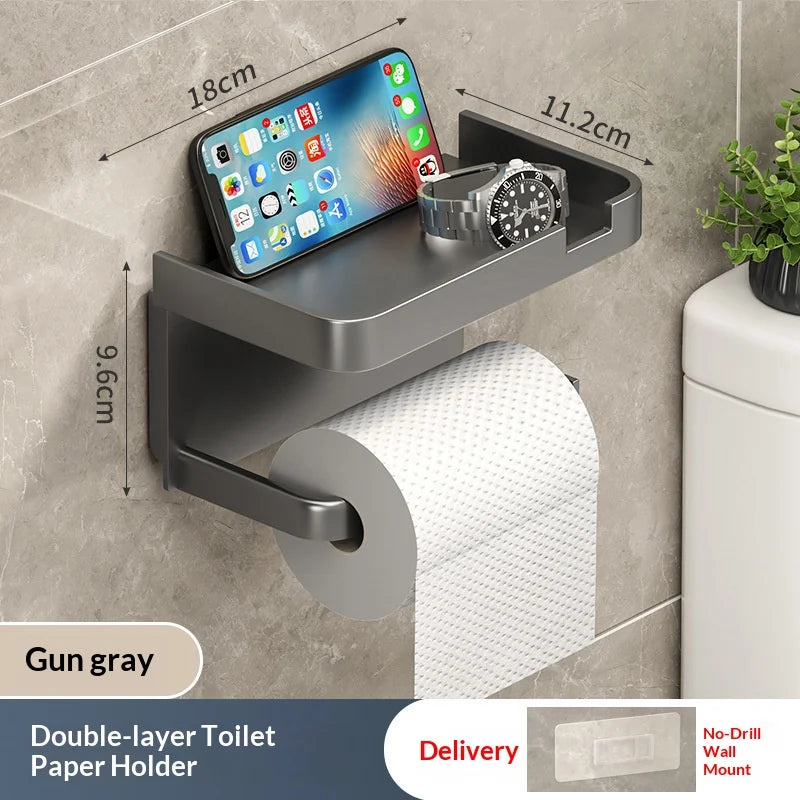 Toilet Paper Holder Plastic Storage Rack Kitchen Towel Placement of Seasoning Bottles Bathroom Wall Roll of Paper Phone Storage