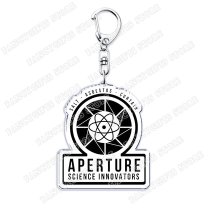 Popular Video Game Keychains for Accessories Bag Glados Aperture Laboratories Science Keyrings Jewelry Gamer Fans Gaming Gifts