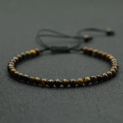 Fashion 4mm Natural Stone Bracelet Men Women Handmade Braided Adjustable Braclet Small Tiger Eyes Howlite Agates Beads Braslet